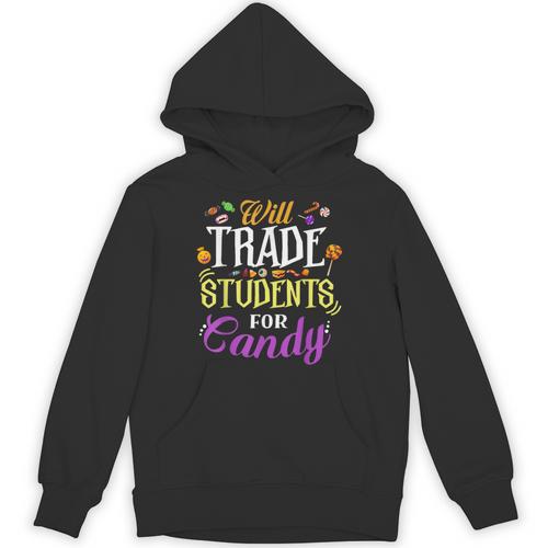 Will Trade Students For Candy Teacher Cute Halloween Costume Unisex Hoodie - teacherstshirts.com UK