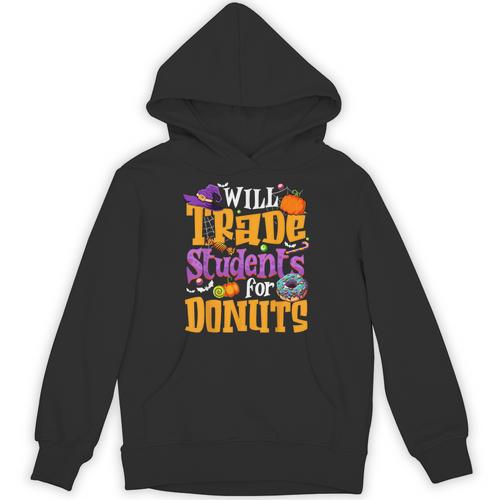 Will Trade Students For Donuts Halloween Teacher Unisex Hoodie - teacherstshirts.com UK