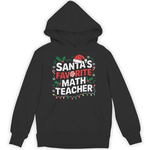 Xmas Lighting Santa's Favorite Math Teacher Christmas Unisex Hoodie - teacherstshirts.com UK