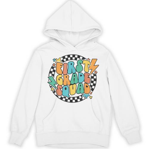 Back To School Groovy Teacher 1st First Grade Crew Squad Unisex Hoodie - teacherstshirts.com UK