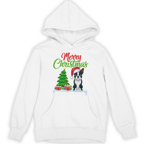 Boston Terrier Christmas Tree Lights Xmas Dog Lover Unisex Hoodie - Bostonterriersmerch.com