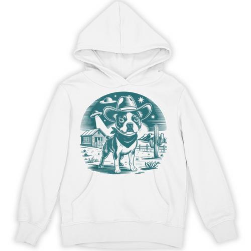 Boston Terrier Cowboy UFO Shirt Vintage Western Dog Mom Tee Unisex Hoodie - Bostonterriersmerch.com