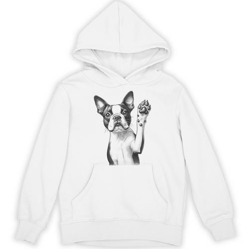 Boston Terrier Dog Raising Paw Idea Men Women Unisex Hoodie - Bostonterriersmerch.com