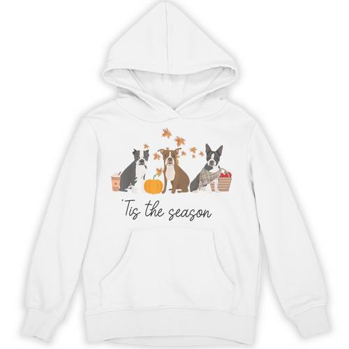 Boston Terrier Fall Pumpkin Tis The Season Autumn Women Unisex Hoodie - Bostonterriersmerch.com