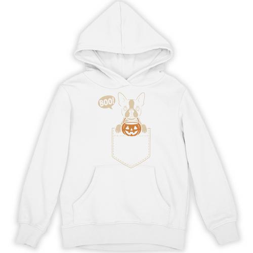 Boston Terrier Halloween Cute Bostie Dog Pocket Boo Unisex Hoodie - Bostonterriersmerch.com