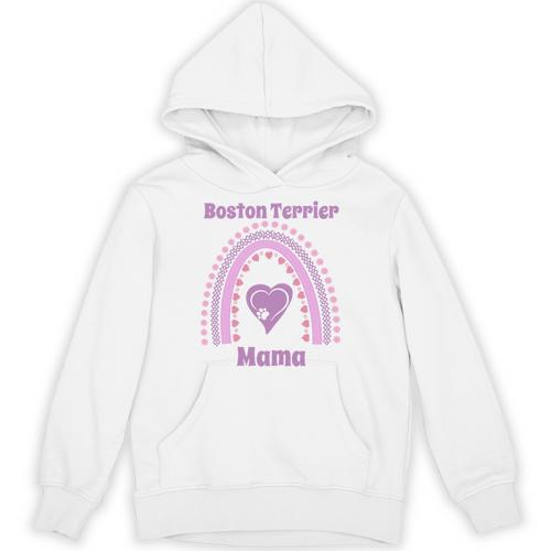 Boston Terrier Mama Cute Rainbow Paw Heart Shape Unisex Hoodie - Bostonterriersmerch.com