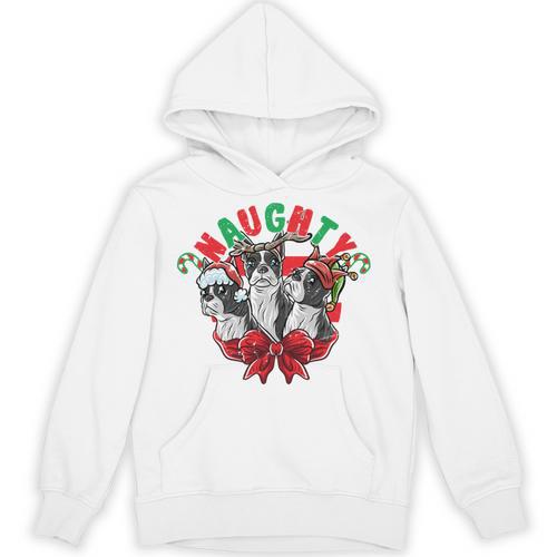 Boston Terrier Santa Claus Elf Reindeer Christmas Dog X-Mas Unisex Hoodie - Bostonterriersmerch.com