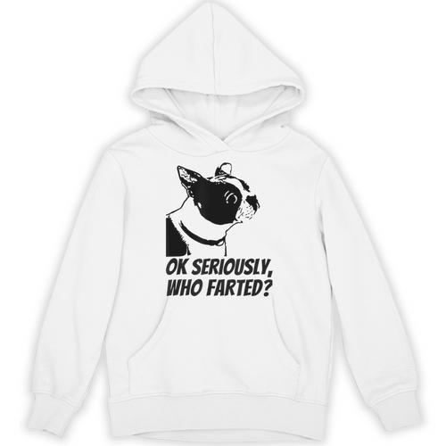 Boston Terrier Shirt Ok Seriously Who Farted Unisex Hoodie - Bostonterriersmerch.com CA