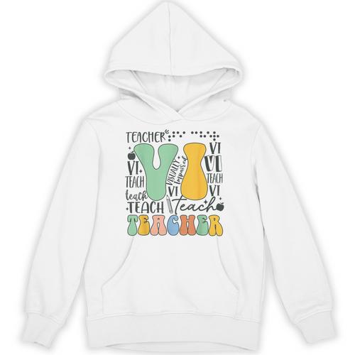 Braille Teacher Of The Visually Impaired Groovy VI Teacher Unisex Hoodie - teacherstshirts.com AU