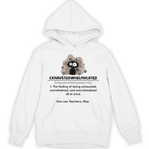 Cat Exhausted Teacher Exhausterwhelmulated Definition Unisex Hoodie - teacherstshirts.com