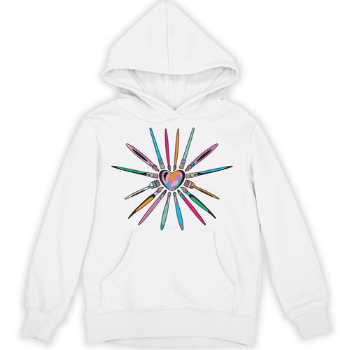 Cool Brush Heart Shape Art Teacher Paint For Artist Painter Unisex Hoodie - teacherstshirts.com