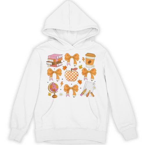Coquette Bow Teacher Thanksgiving Fall Autumn Girls Women Unisex Hoodie - teacherstshirts.com AU
