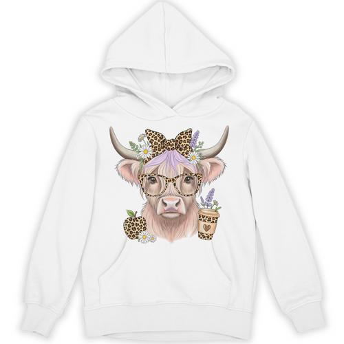 Cute Floral Highland Cow Back To School For Women Teacher Unisex Hoodie - teacherstshirts.com AU