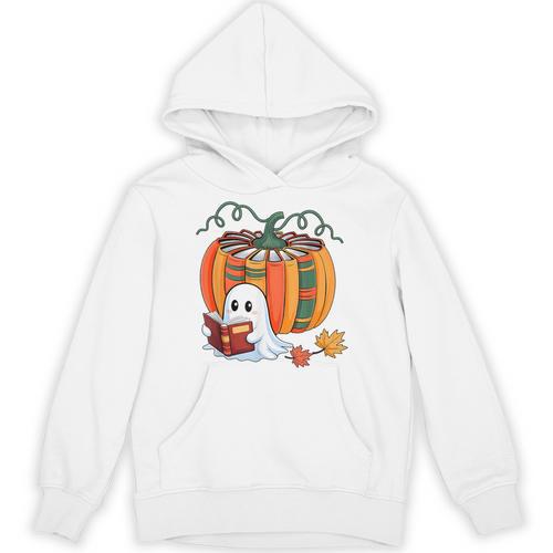 Fall Book Pumpkin Books Ghost Reading Halloween Teacher Unisex Hoodie - teacherstshirts.com