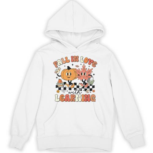 Fall In Love With Learning Teacher Retro Thanksgiving Unisex Hoodie - teacherstshirts.com UK