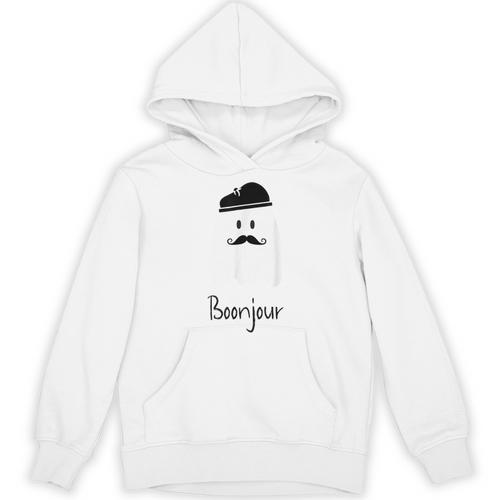 French Teacher Halloween Bonjour Ghost Unisex Hoodie - teacherstshirts.com