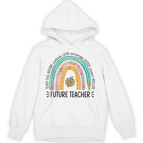 Future Teacher Cute Rainbow Leopard Teacher Outfit For Men Women Girls Kids Unisex Hoodie - teacherstshirts.com CA