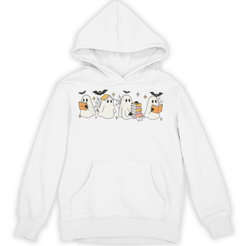 Ghosts Reading Books Library Halloween Teacher Men Women Kid Unisex Hoodie - teacherstshirts.com DE