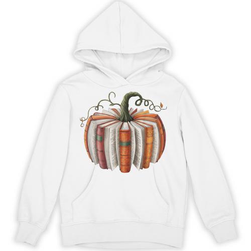 Halloween Teacher Librarians Fall Book Pumpkin Retro Reading Unisex Hoodie - teacherstshirts.com AU
