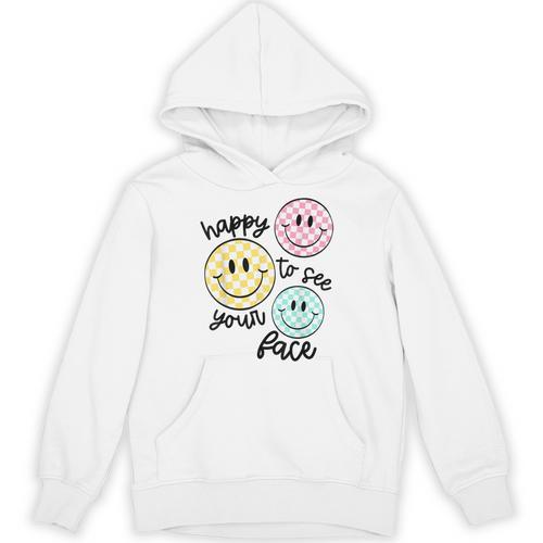 Happy To See Your Face Smile Face Teacher Back To School Unisex Hoodie - teacherstshirts.com UK