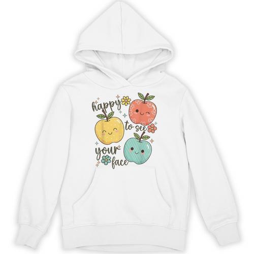 Happy To See Your Face Teacher Apple Unisex Hoodie - teacherstshirts.com AU