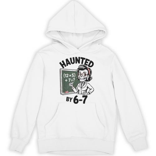 Haunted 67 Skeleton Math Teacher Halloween Costume Math Pun Unisex Hoodie - teacherstshirts.com