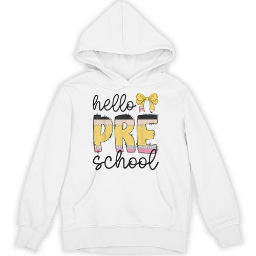 Hello Pre-K Preschool Back To School First Day Teacher Kids Unisex Hoodie - teacherstshirts.com AU