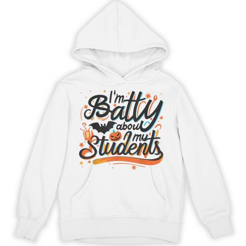 I'm Batty About My Students Watercolor Bat Teacher Halloween Unisex Hoodie - teacherstshirts.com UK