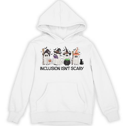 Inclusion Isn't Scary Boo Ghost Halloween Sped Teacher Unisex Hoodie - teacherstshirts.com AU