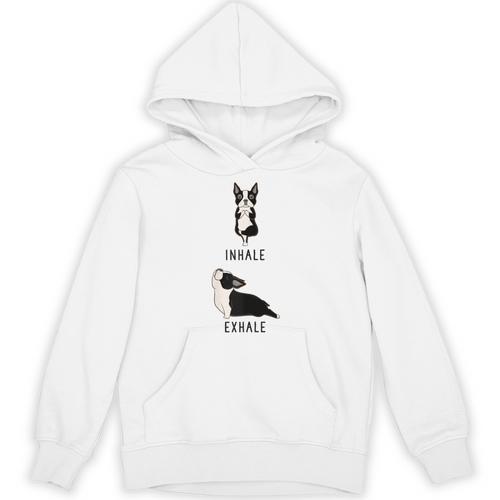 Inhale Exhale Yoga Boston Terrier Tshirt Unisex Hoodie - Bostonterriersmerch.com
