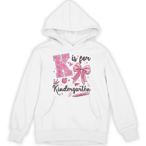 K Is For Kindergarten Teacher Coquette Bow Back To School Unisex Hoodie - teacherstshirts.com CA