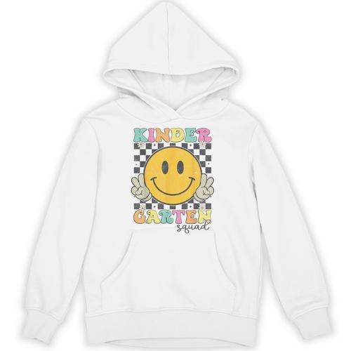 Kindergarten Squad Smile Face Teachers Kids Back To School Unisex Hoodie - teacherstshirts.com AU