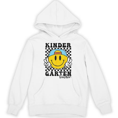 Kindergarten Teacher Hippie Smile Face Back School Unisex Hoodie - teacherstshirts.com AU