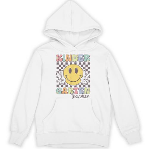 Kindergarten Teacher Team Hippie Smile Face Back To School Unisex Hoodie - teacherstshirts.com