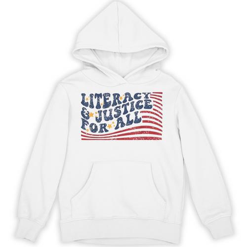 Literacy Justice For All Teacher Unisex Hoodie - teacherstshirts.com