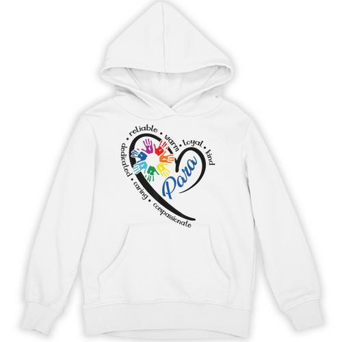 Para Heart Teacher Paraprofessional Paraeducator Men Women Unisex Hoodie - teacherstshirts.com AU