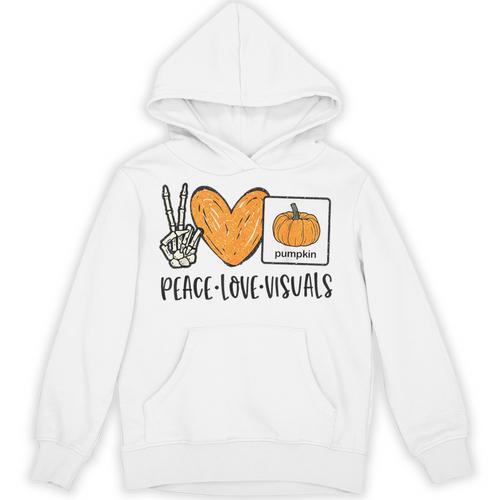 Peace Love Visuals Sped Teacher Pumpkin Skeleton Halloween Unisex Hoodie - teacherstshirts.com