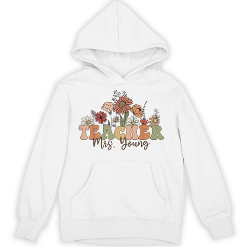 Personalized Name Teacher Mrs Young Back To School Custom Unisex Hoodie - teacherstshirts.com AU