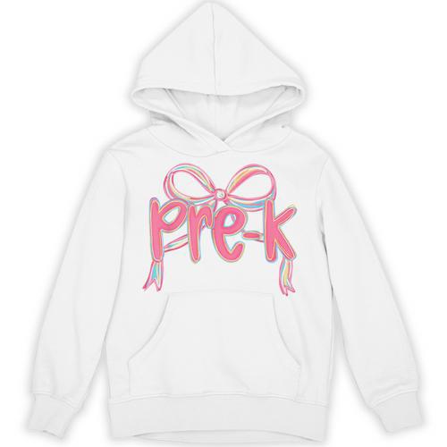 Preppy Pre k Back To School Pre-k Teachers Girls Cute Bow Unisex Hoodie - teacherstshirts.com CA
