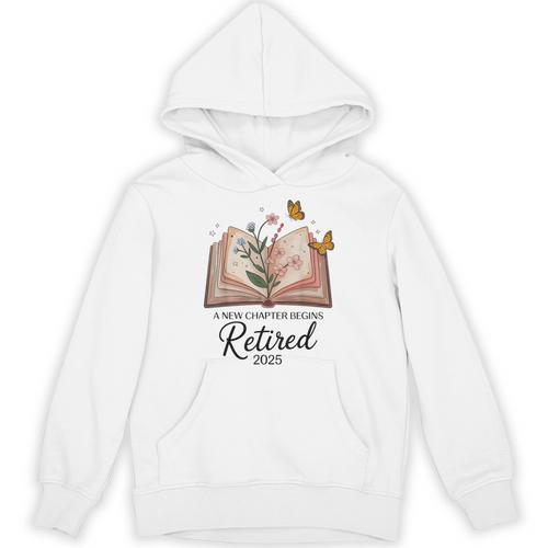 Retired 2025 A New Chapter Begins Retirement Teacher Book Unisex Hoodie - teacherstshirts.com