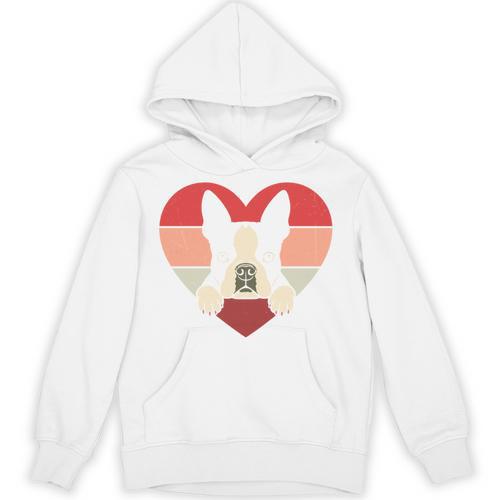 Retro Heart Boston Terrier Dog Vintage Valentine Unisex Hoodie - Bostonterriersmerch.com CA
