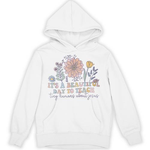 Retro I Teach Tiny Humans About Jesus Christian Teacher Unisex Hoodie - teacherstshirts.com DE