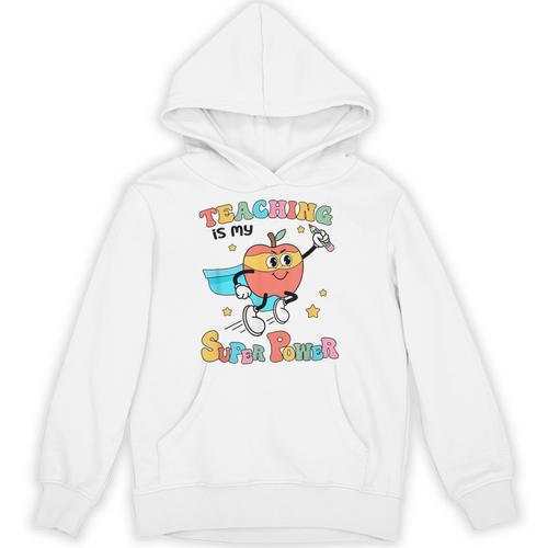 Retro Teaching Is My Superpower Apple Teacher Appreciation Unisex Hoodie - teacherstshirts.com AU