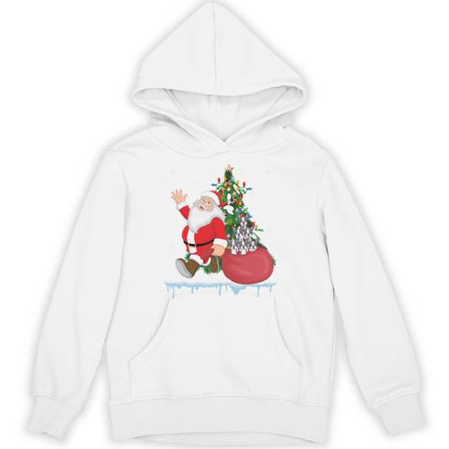 Santa Ugly Christmas Tree Lights Boston Terrier Dog Lover Unisex Hoodie - Bostonterriersmerch.com
