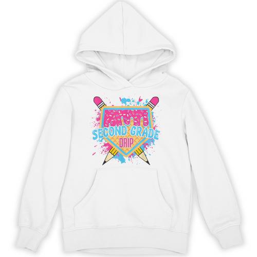 Second Grade Drip Ice Cream Home Plate Baseball Teachers Kid Unisex Hoodie - teacherstshirts.com