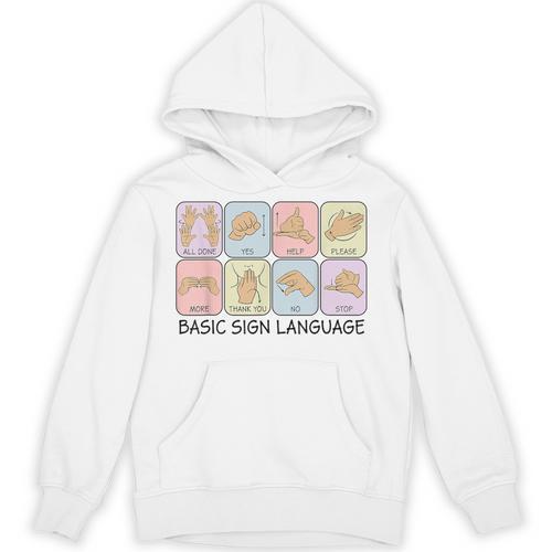 Basic Sign Language Speech Pathology Aac Sped Teacher Unisex Hoodie - teacherstshirts.com AU