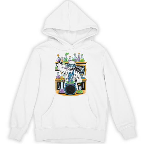 Skeleton Mad Scientist Halloween Costume Science Teacher Unisex Hoodie - teacherstshirts.com UK