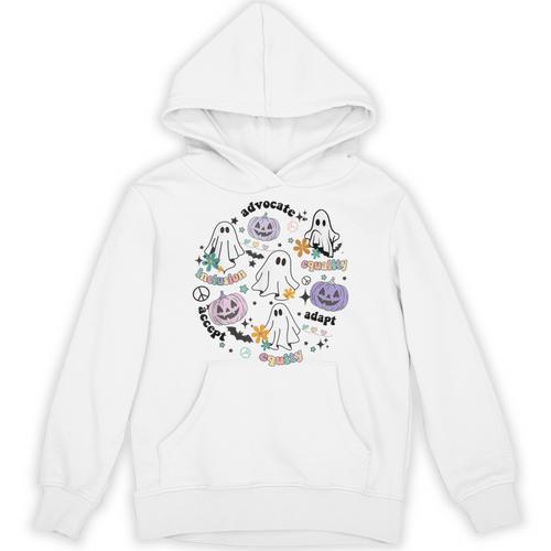 Special Education Teacher Halloween Pumpkin Ghost Inclusion Unisex Hoodie - teacherstshirts.com