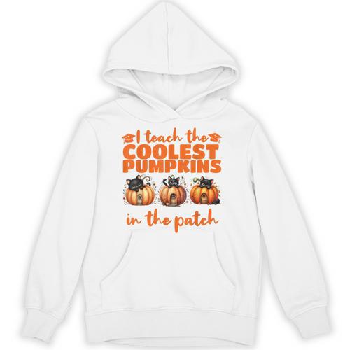 I Teach The Cutest Pumpkins Halloween Teacher Cat Lover Unisex Hoodie - teacherstshirts.com