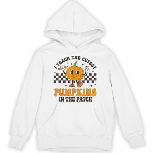 I Teach The Cutest Pumpkins In The Patch Groovy Teacher Fall Unisex Hoodie - teacherstshirts.com UK